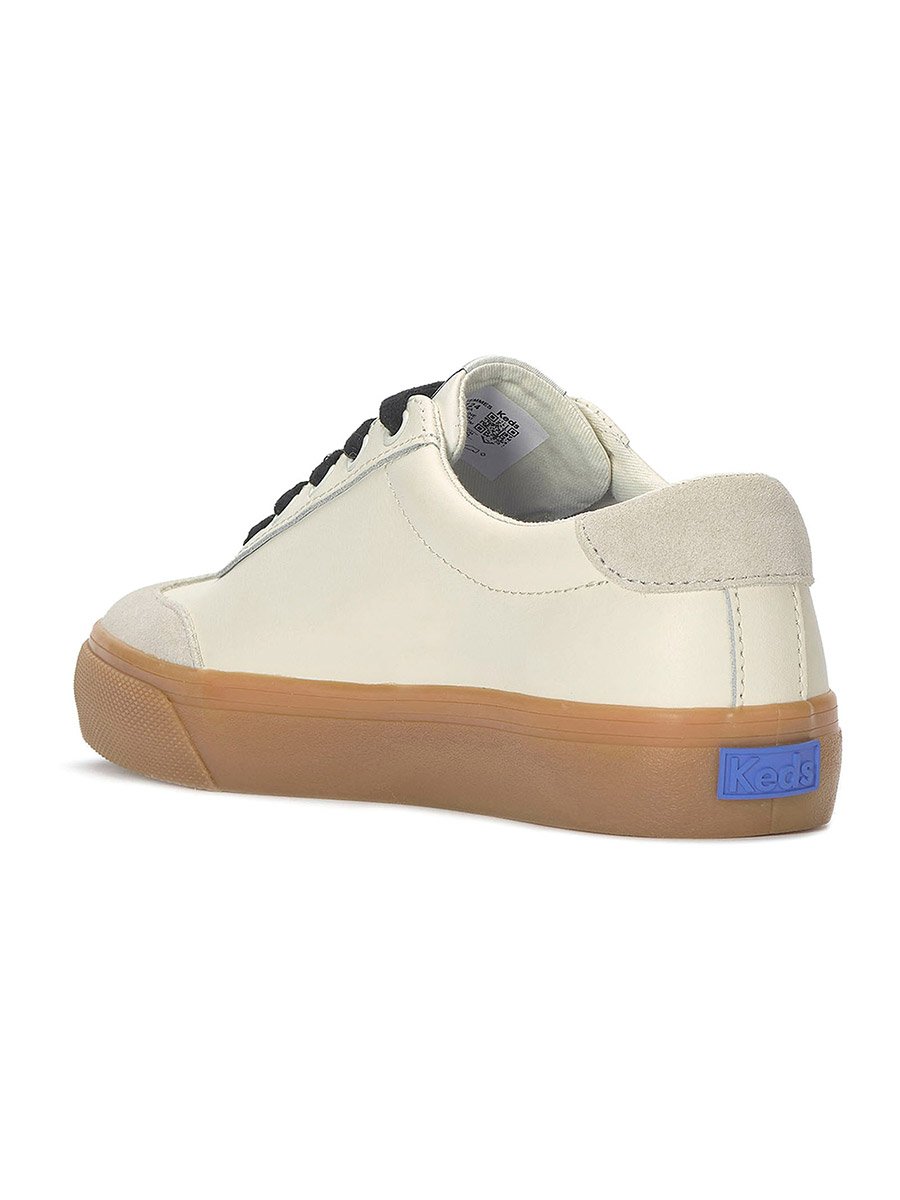 Beige Jump Kick T-Toe Lace Up Leather Sneakers