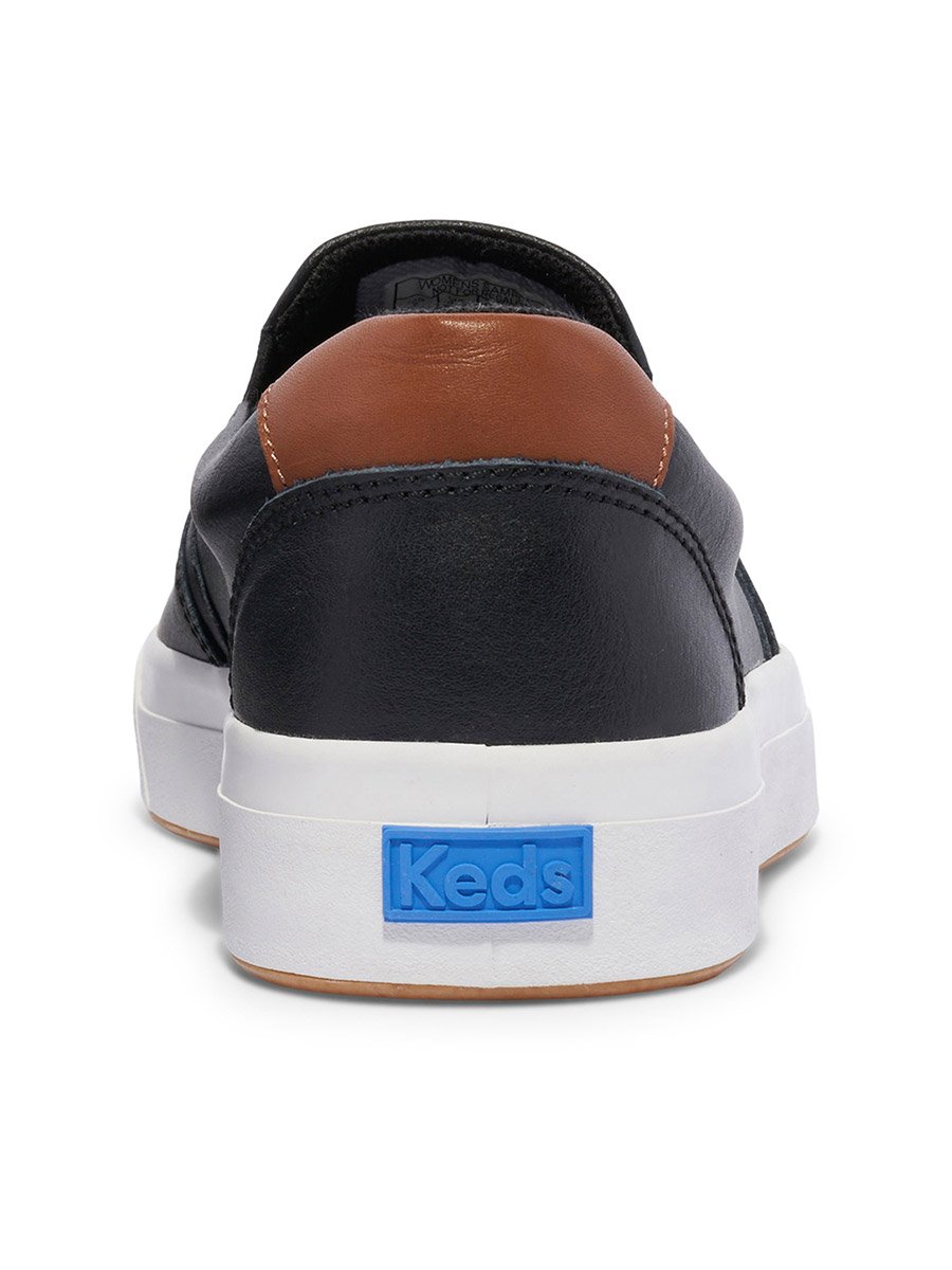Black Pursuit Slip-On Faux Leather Sneakers