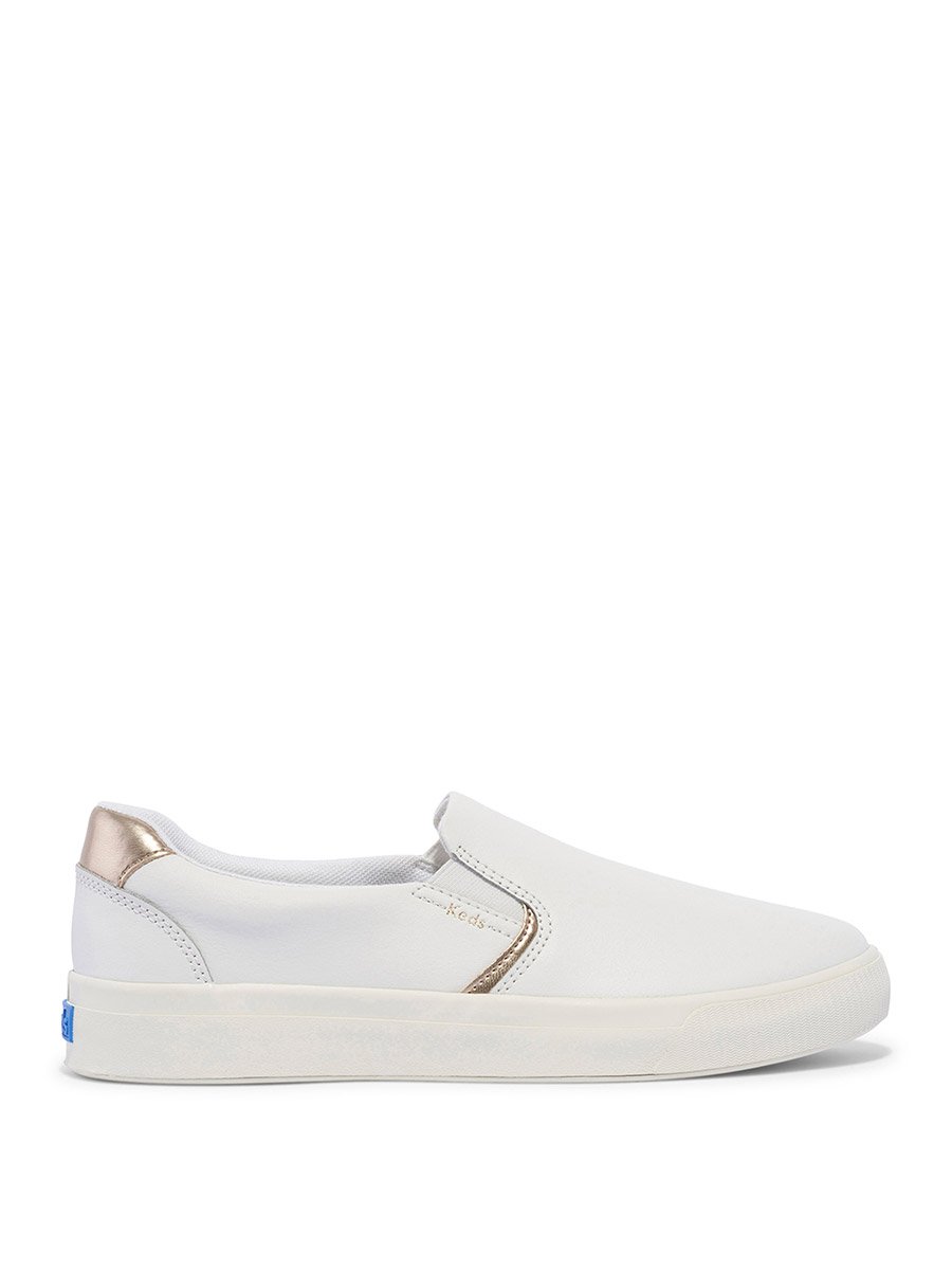 White Pursuit Faux Leather Slip-On Sneakers