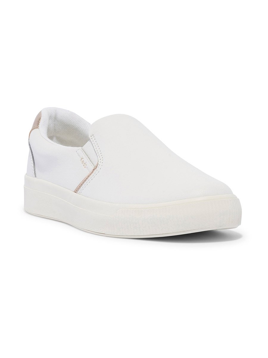 White Pursuit Faux Leather Slip-On Sneakers