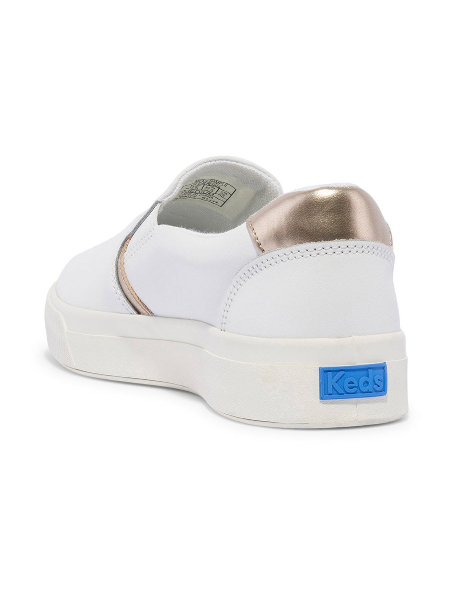 White Pursuit Faux Leather Slip-On Sneakers