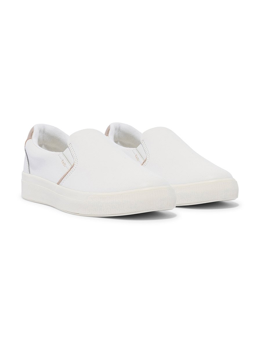 White Pursuit Faux Leather Slip-On Sneakers