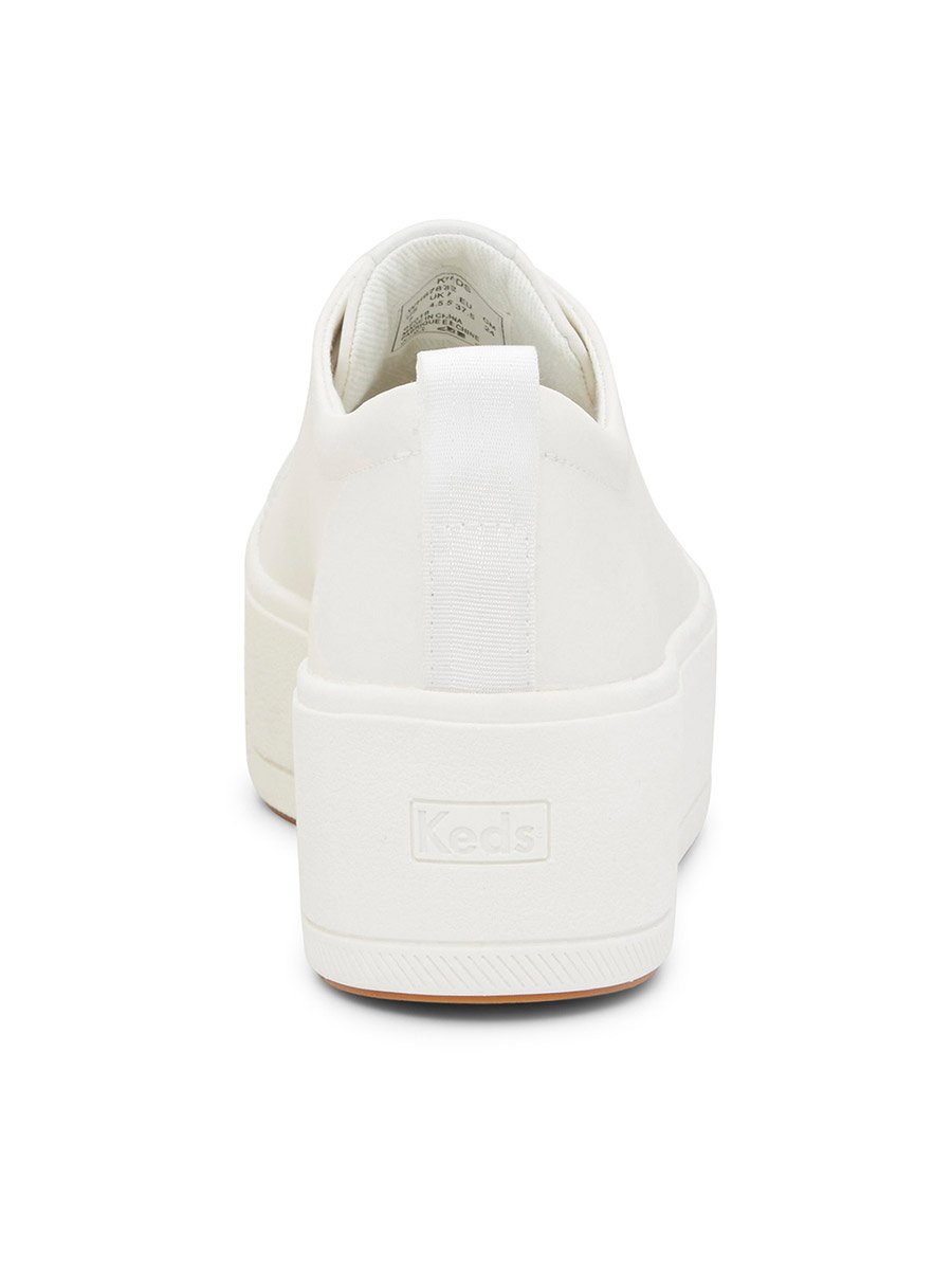White Faux Leather Platform Sneakers