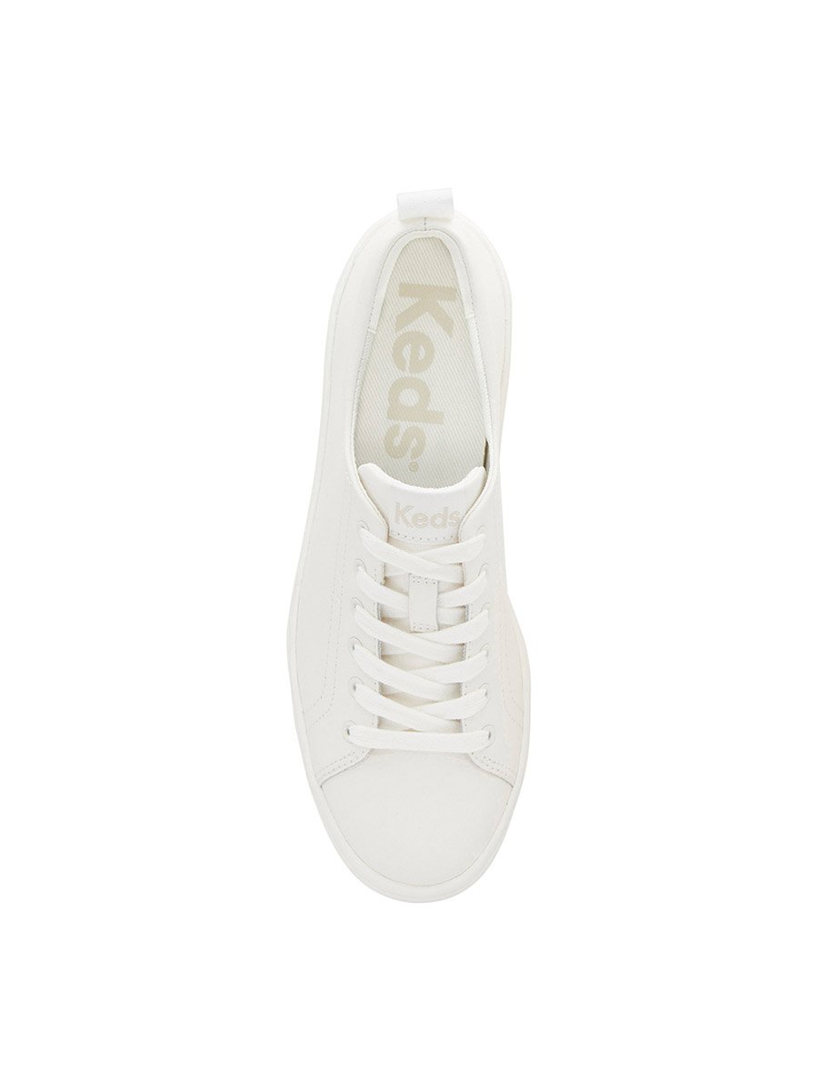 White Faux Leather Platform Sneakers