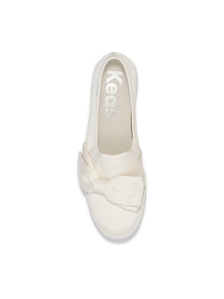White Canvas Sneakers with Bow Detail