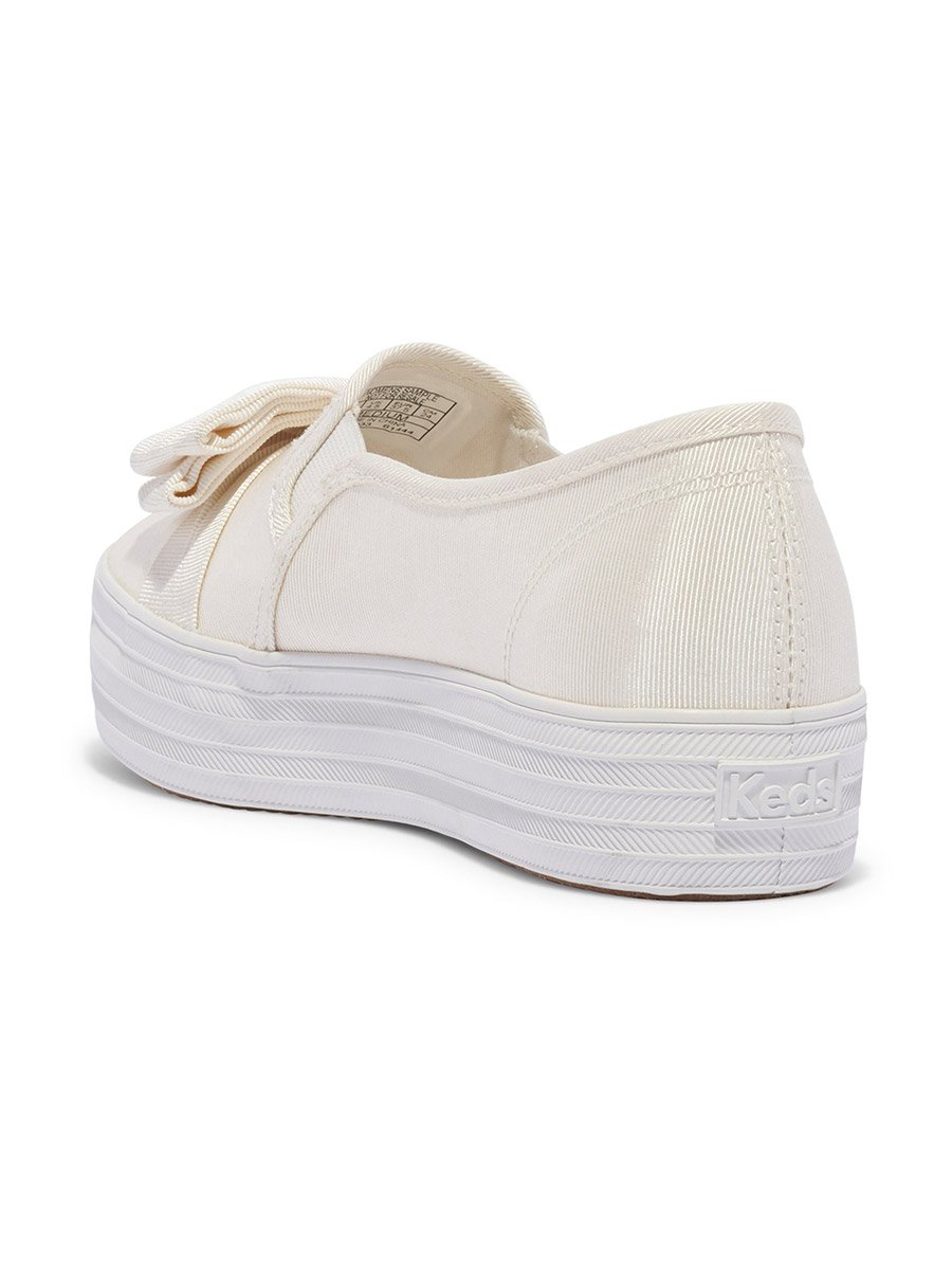 White Canvas Sneakers with Bow Detail
