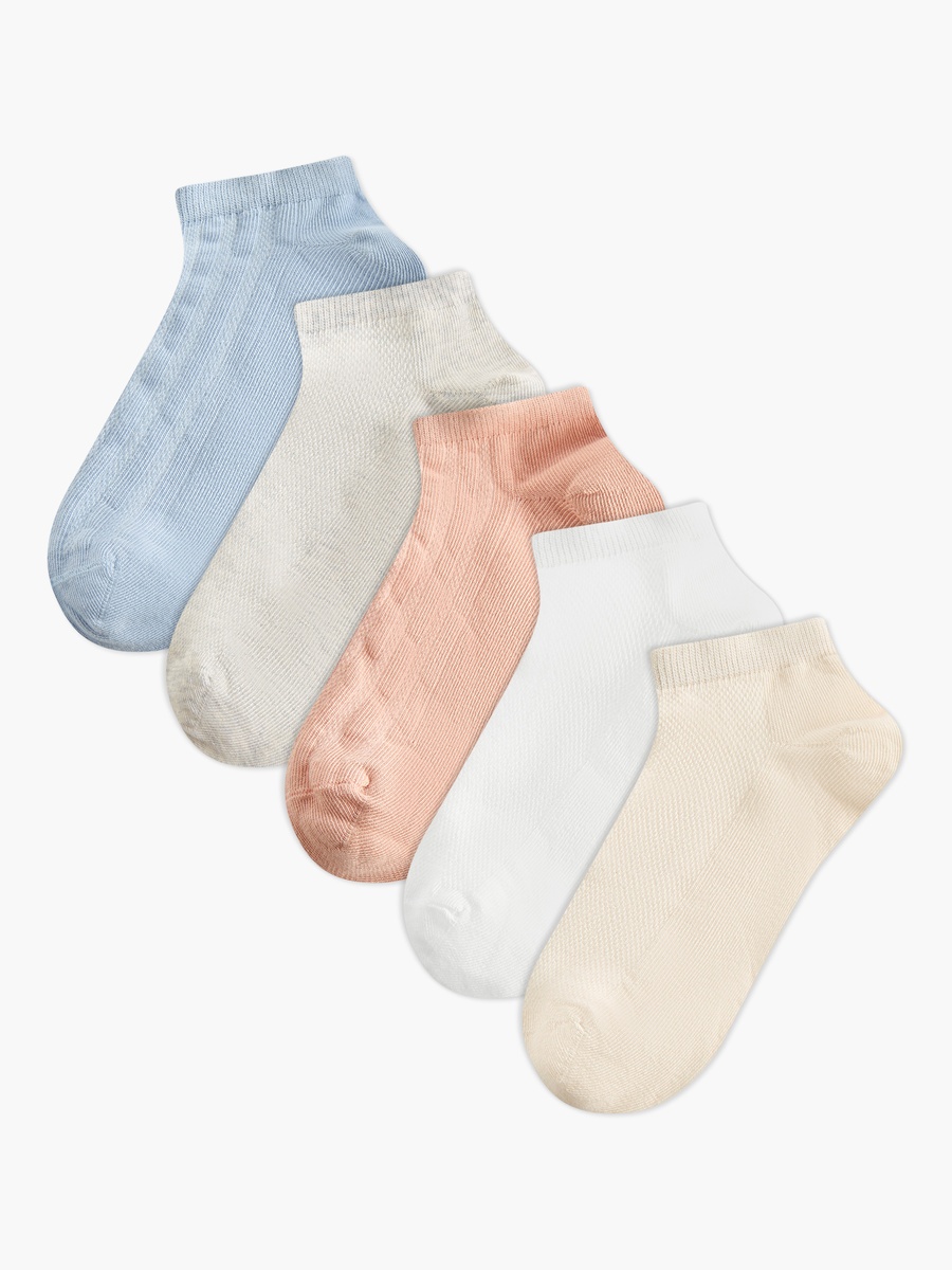 Solid Ankle Length Non Terry Socks - Set of 5