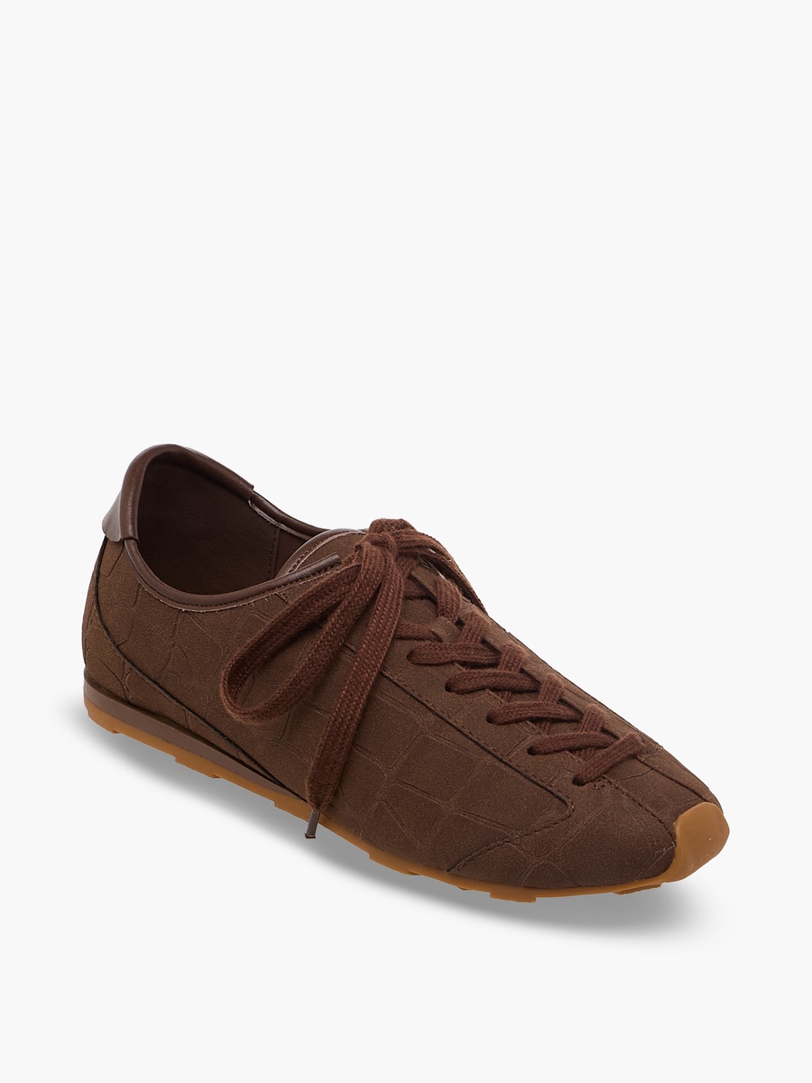 Women Textured Lace-Up Ankle Sneakers