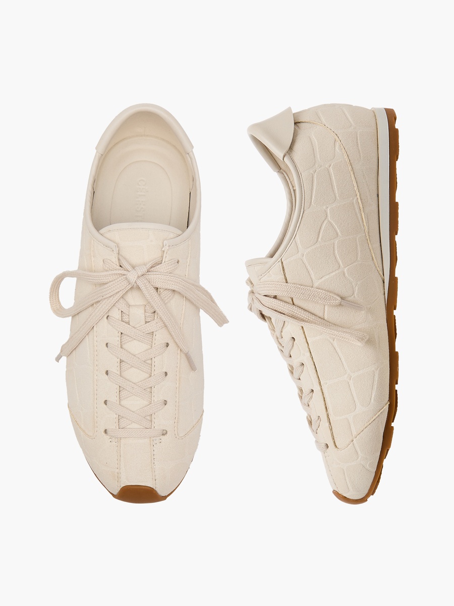 Women Textured Lace-Up Ankle Sneakers