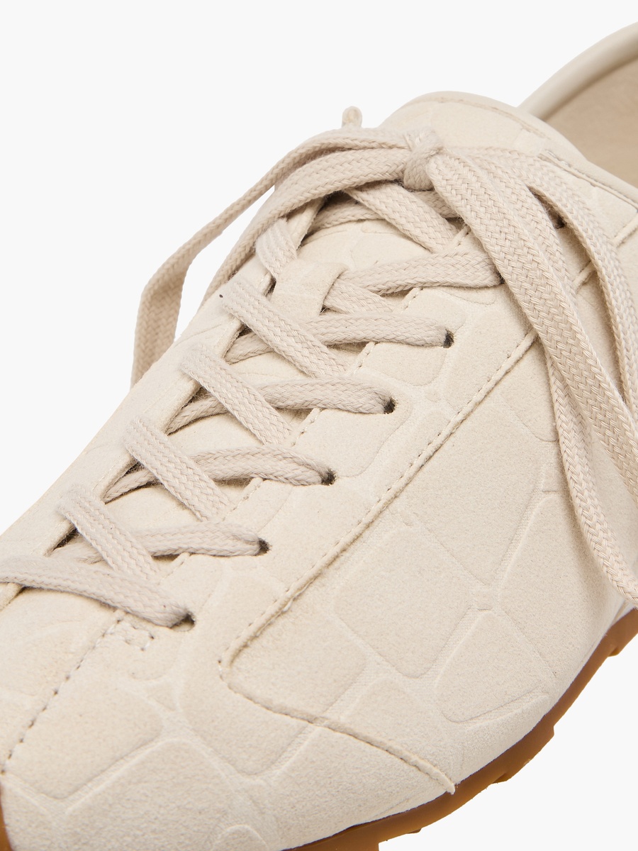 Women Textured Lace-Up Ankle Sneakers