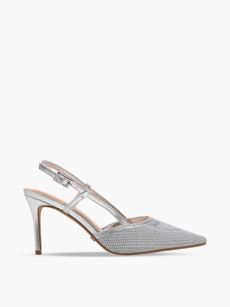 Women Textured Stiletto Slingback Heel Shoes