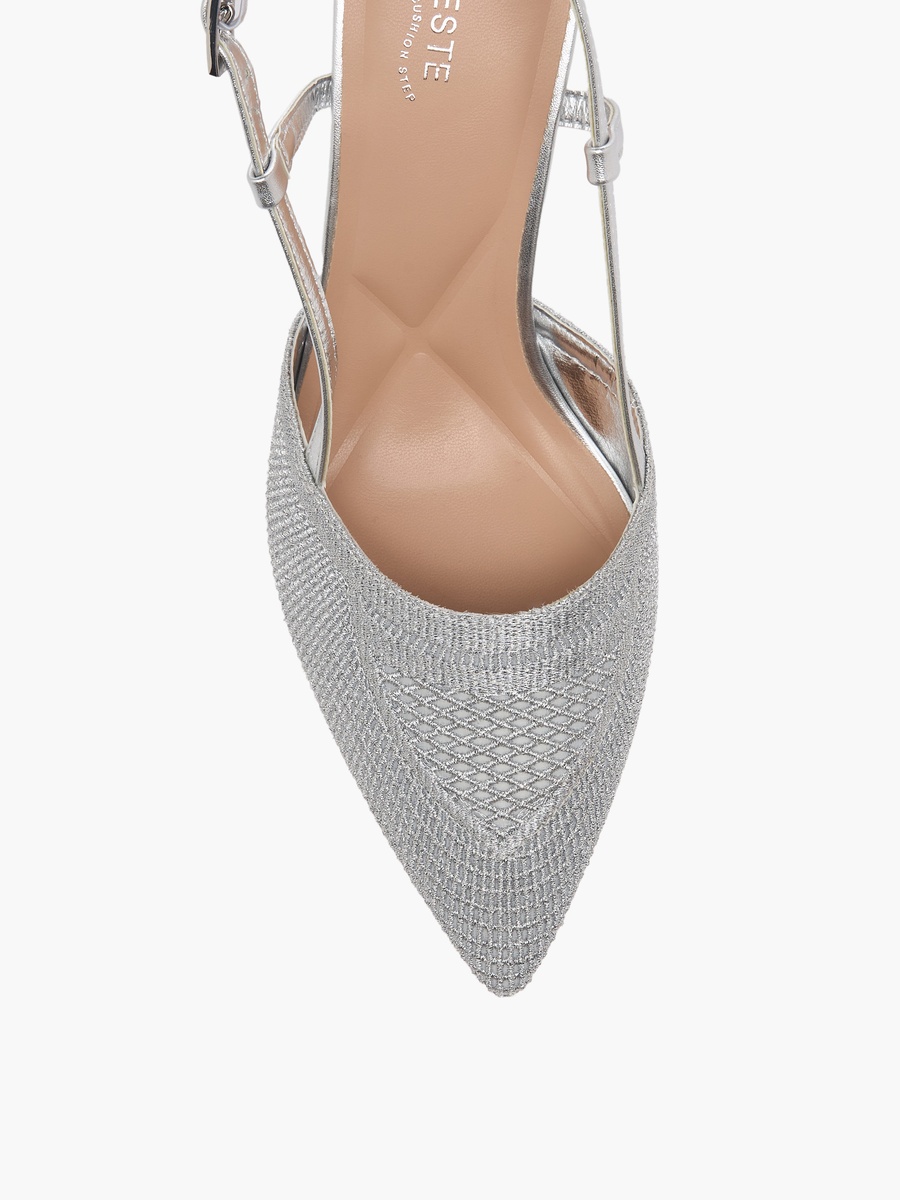 Women Textured Stiletto Slingback Heel Shoes