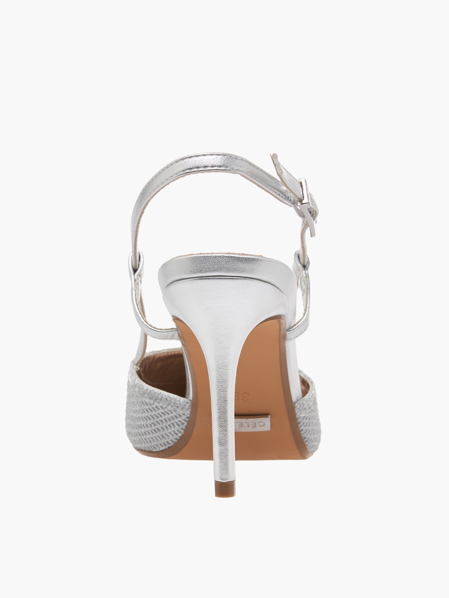 Women Textured Stiletto Slingback Heel Shoes