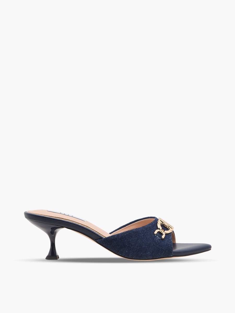 Women Metal Accent Flared Heel Sandals