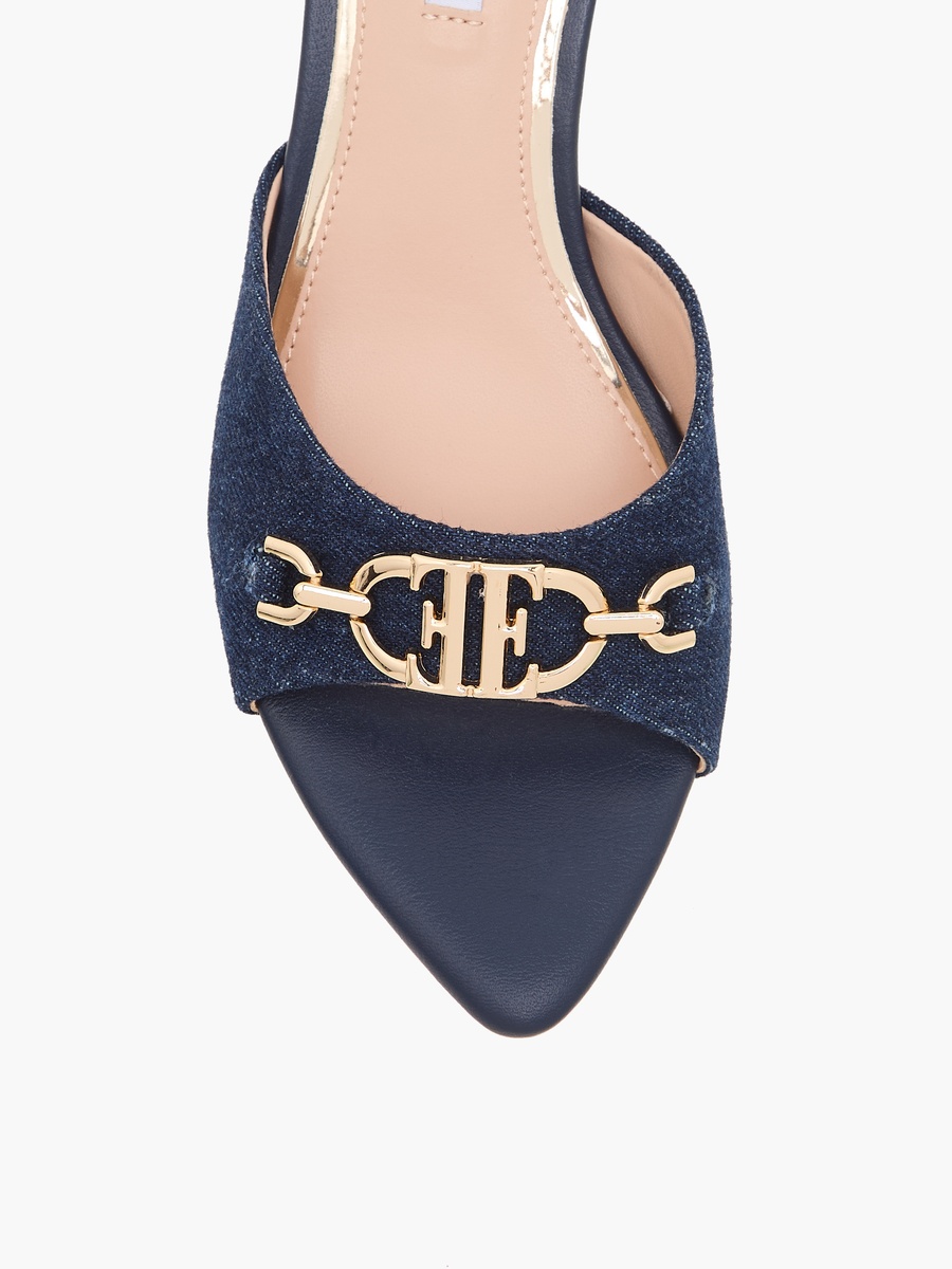 Women Metal Accent Flared Heel Sandals