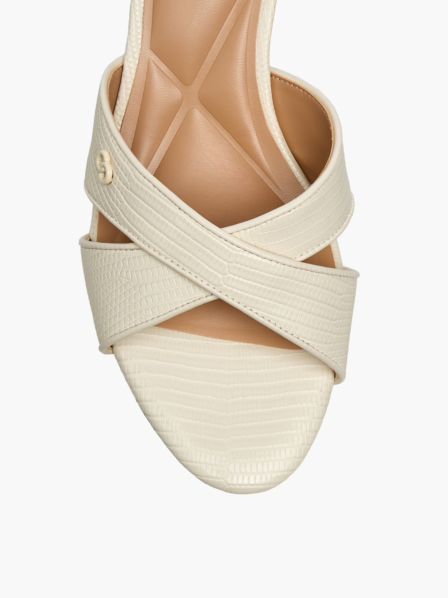 Women Cross Strap Slip-on Sandals with Kitten Heels