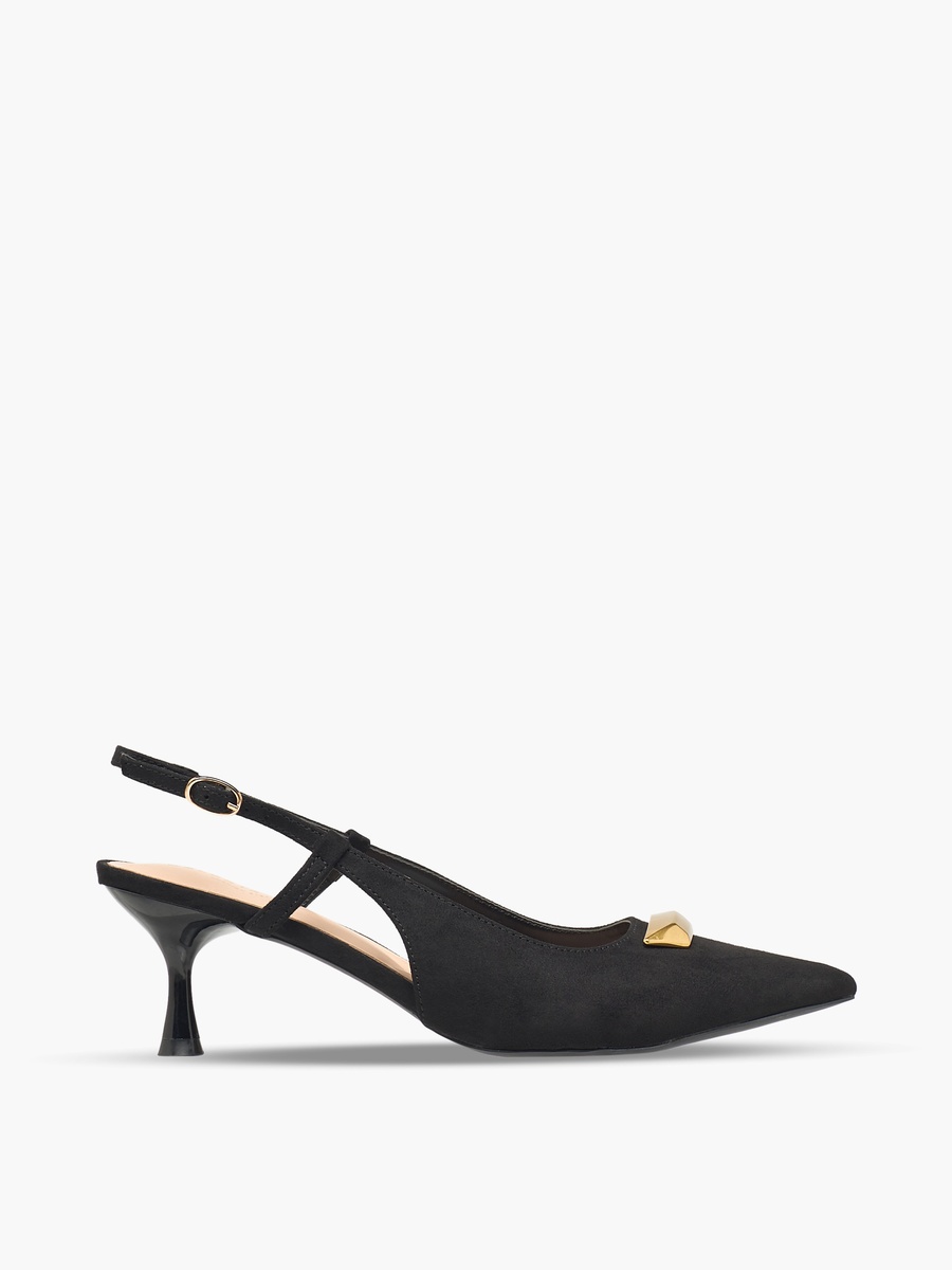 Women Pointed Toe Flared Heel Slingback Shoes
