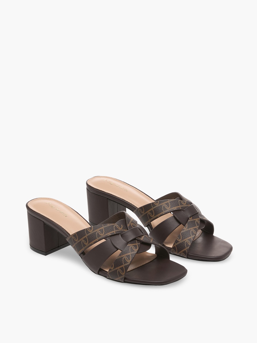 Women Printed Block Heel Slip-On Sandals