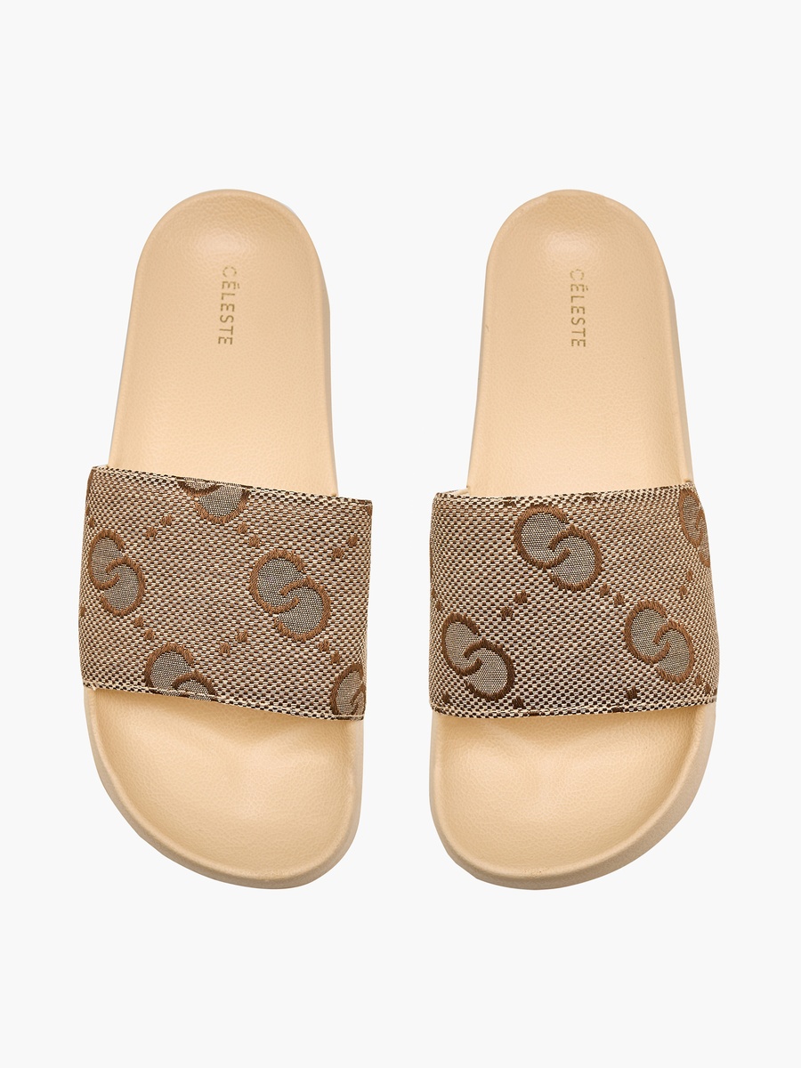Women Monogram Embroidered Slides