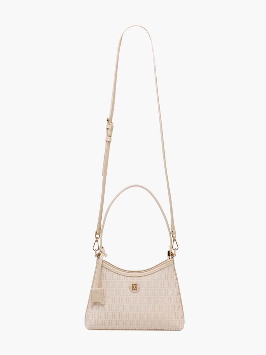 Monogram Print Shoulder Bag with Detachable Strap