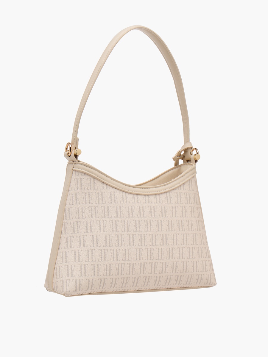 Monogram Print Shoulder Bag with Detachable Strap