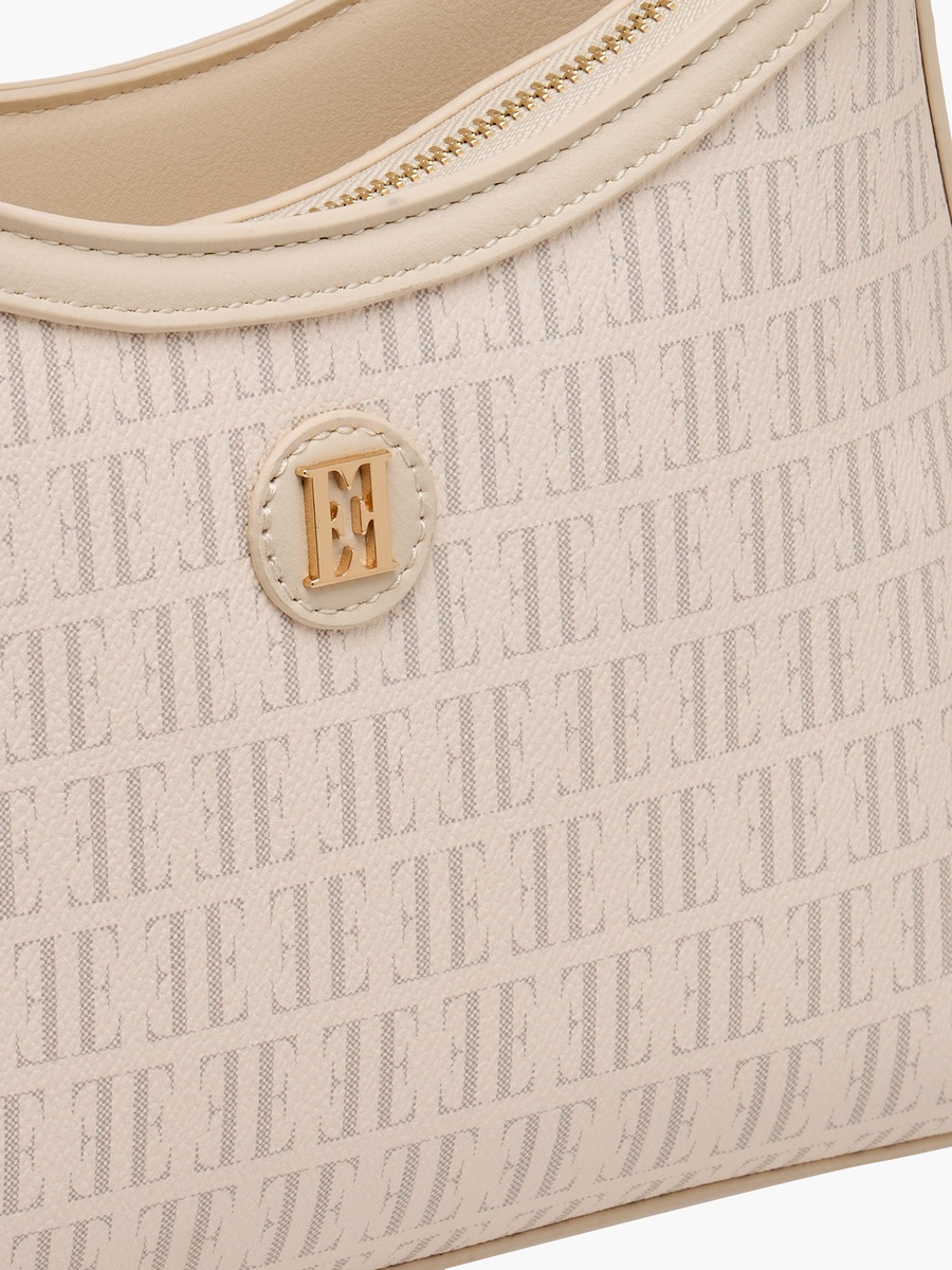 Monogram Print Shoulder Bag with Detachable Strap