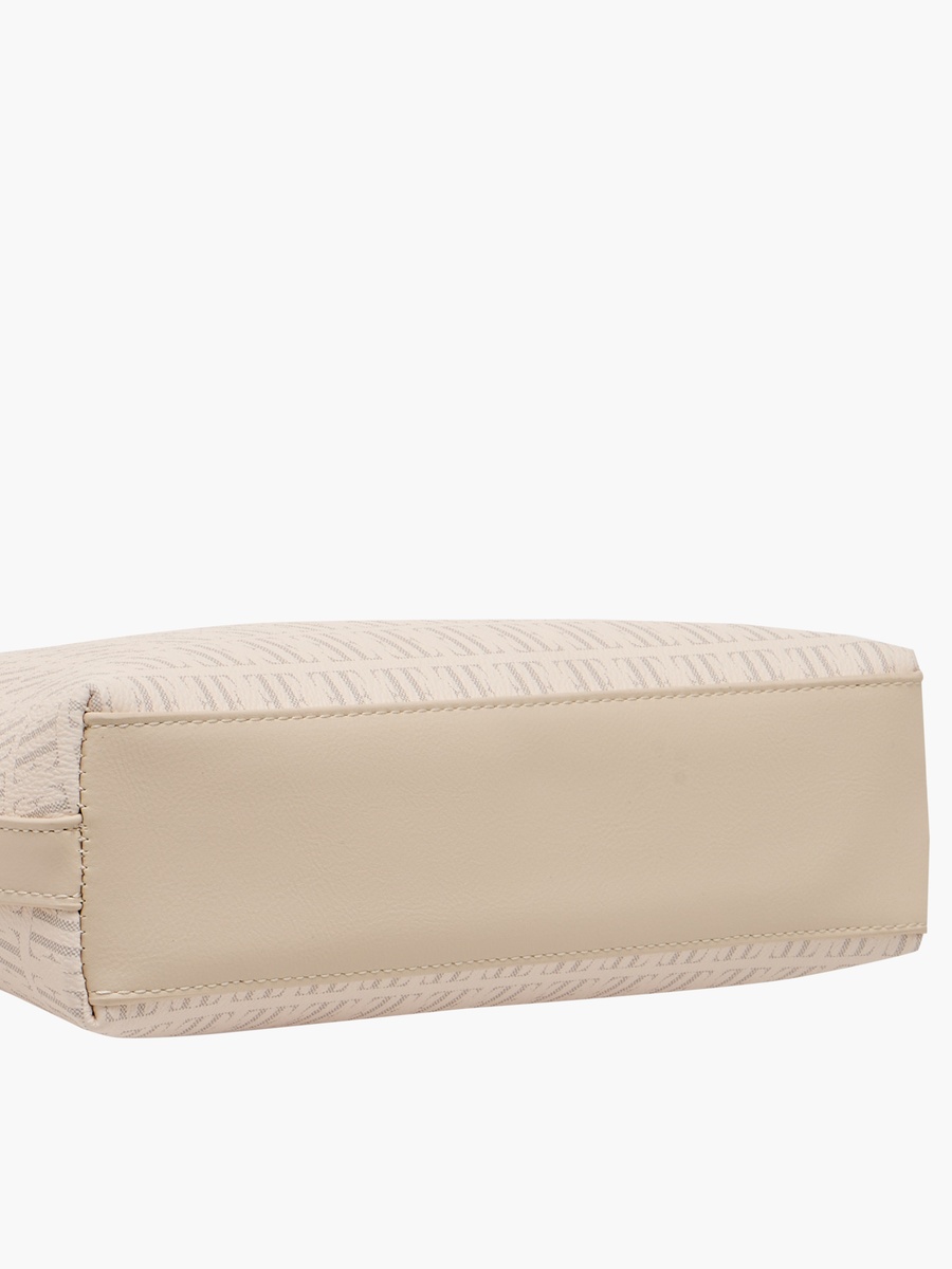Monogram Print Shoulder Bag with Detachable Strap