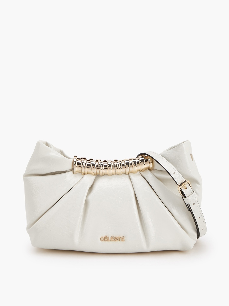 Pleated Sling Bag with Button Closure