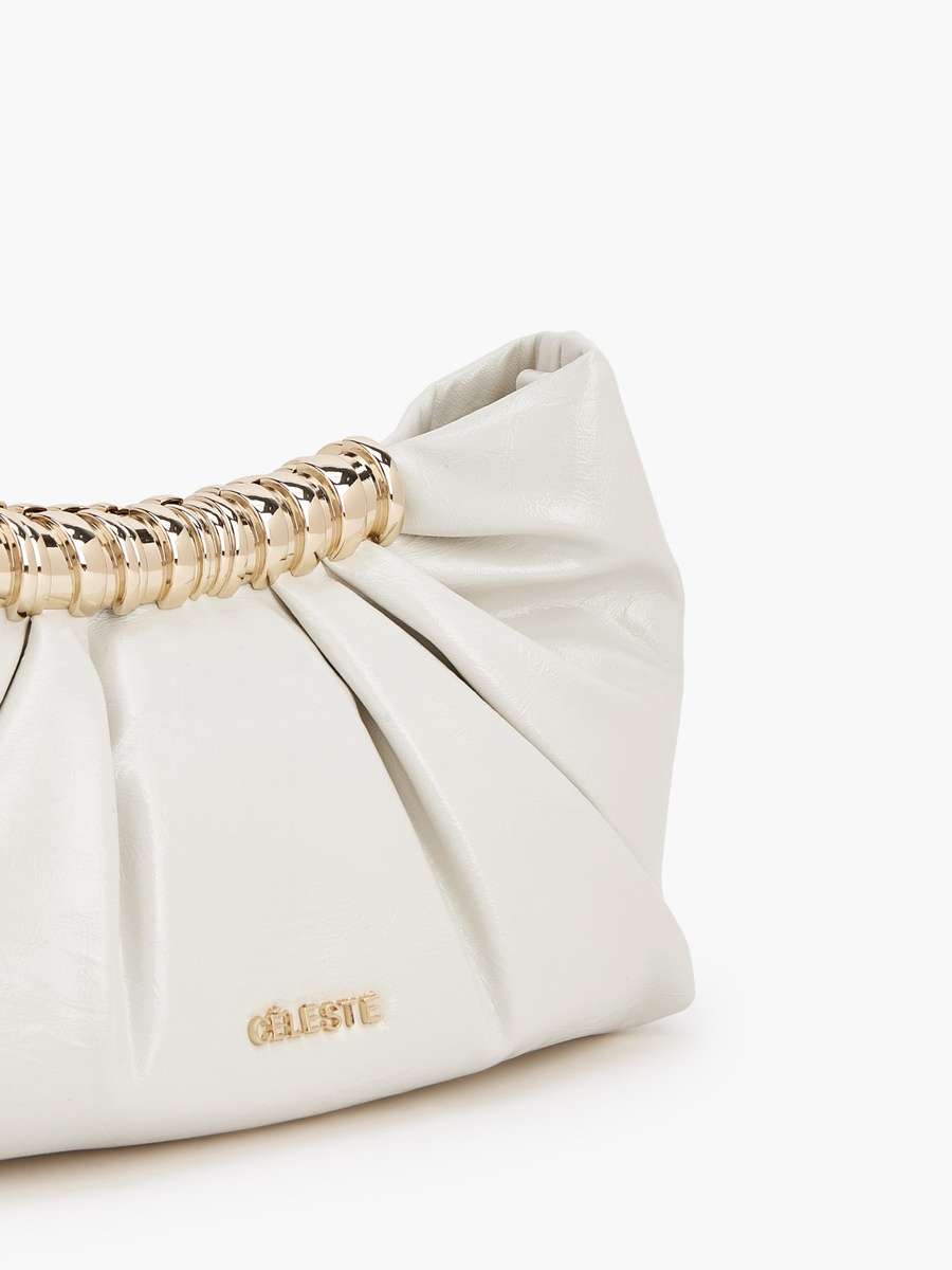 Pleated Sling Bag with Button Closure