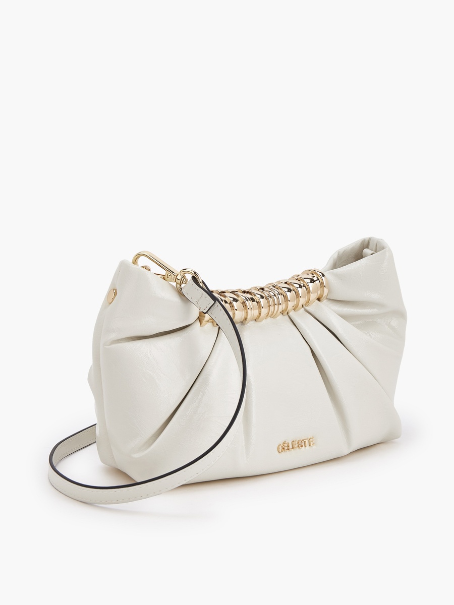 Pleated Sling Bag with Button Closure