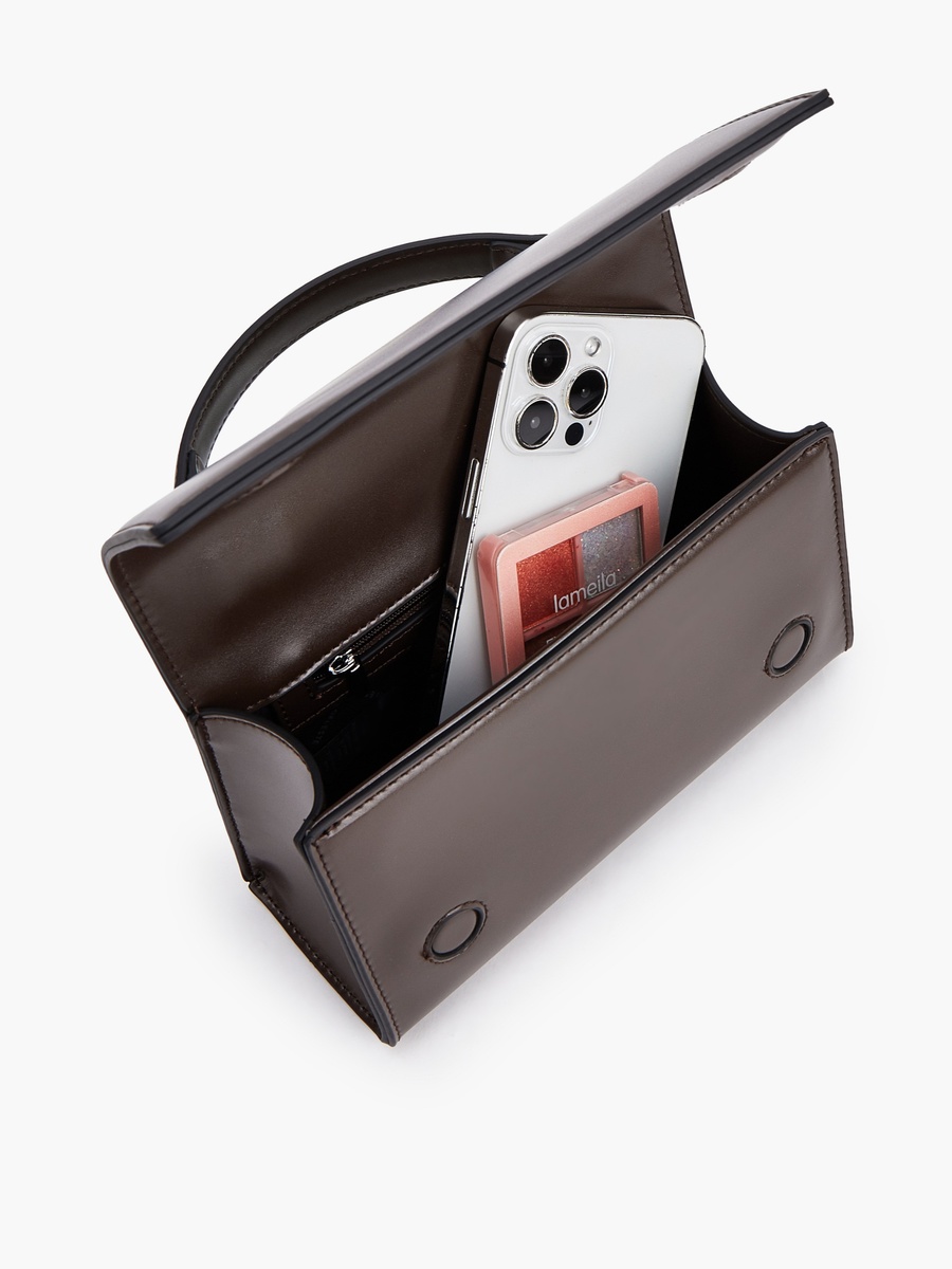 Solid Satchel Bag with Chain Detail