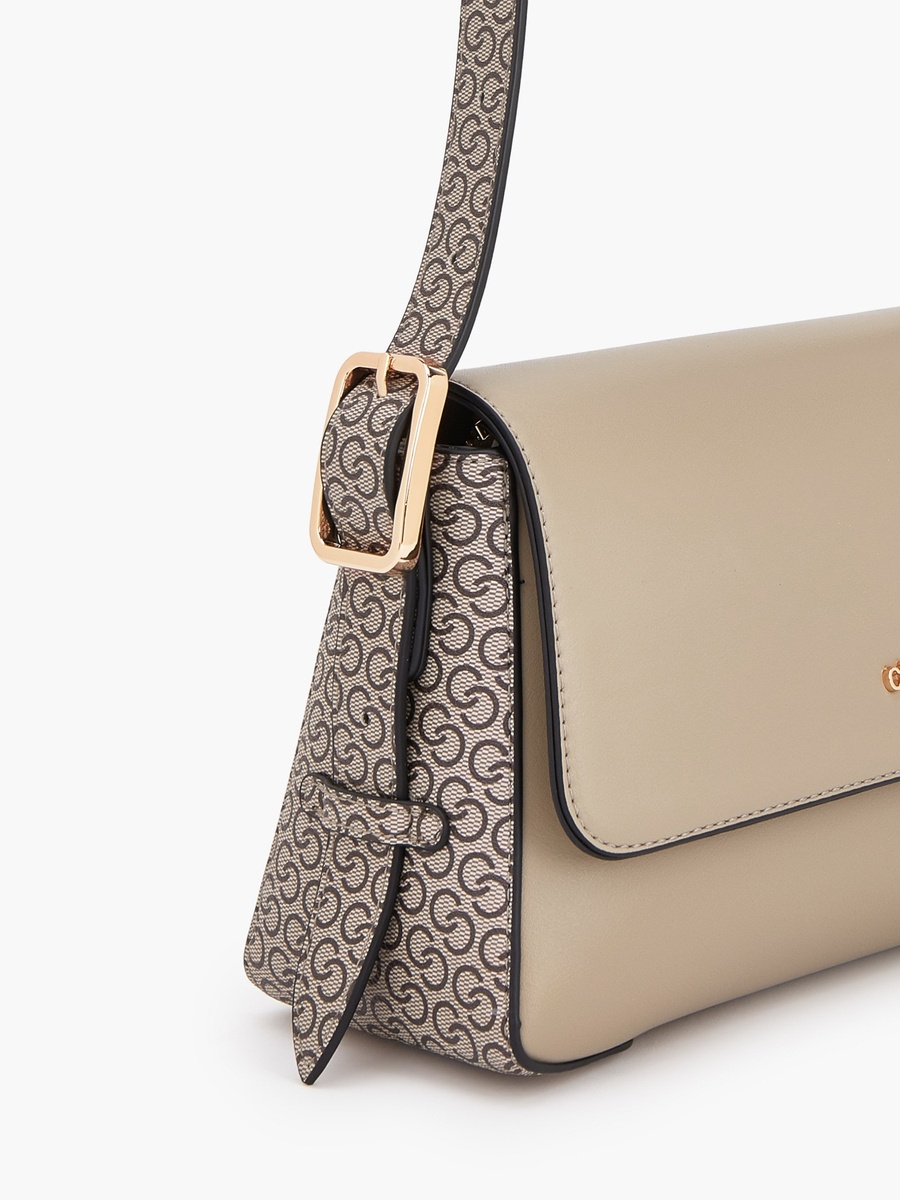 Textured Panel Shoulder Bag with Button Closure