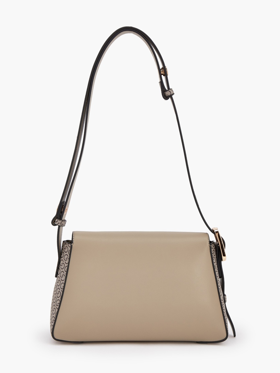 Textured Panel Shoulder Bag with Button Closure