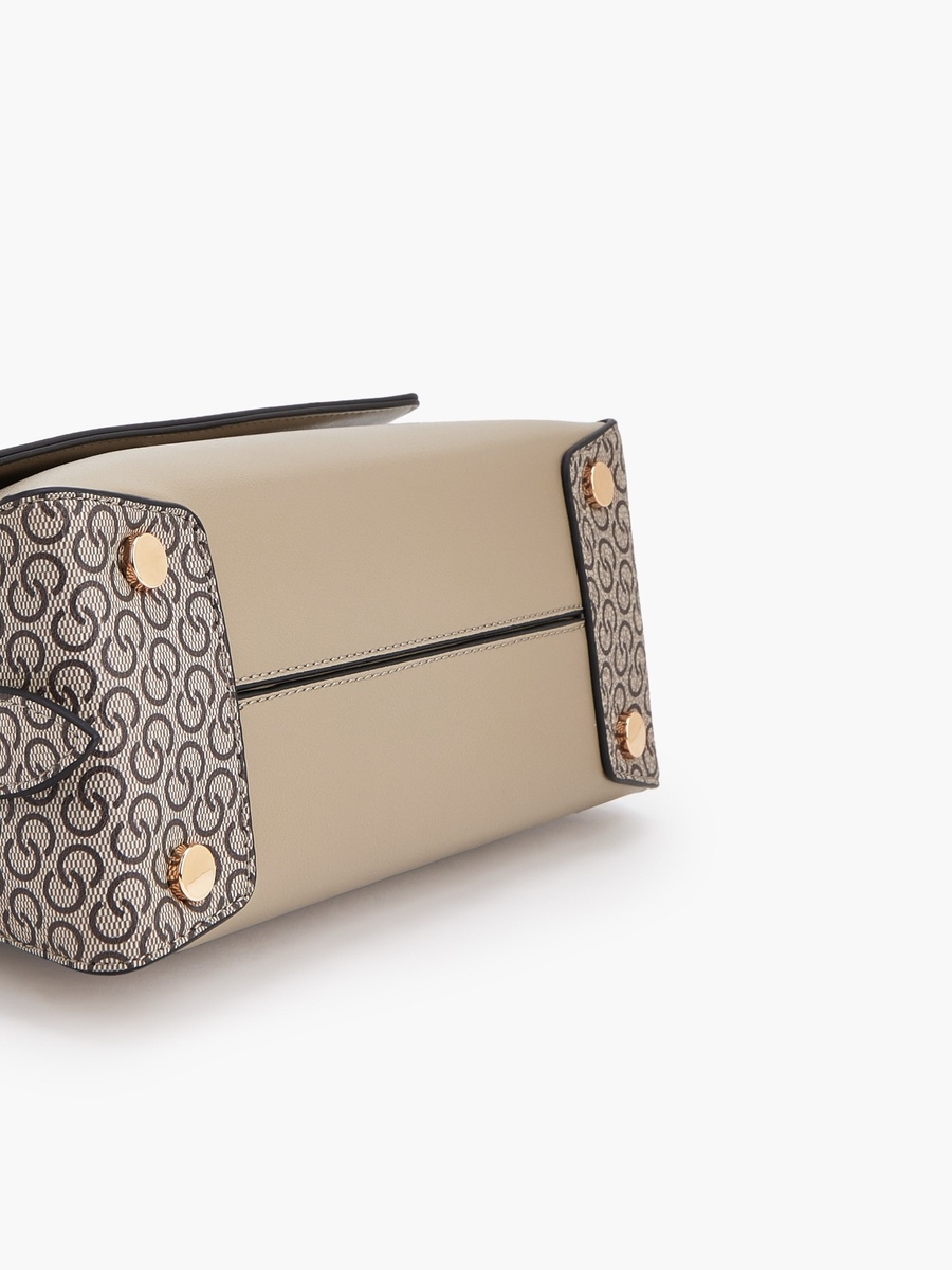 Textured Panel Shoulder Bag with Button Closure
