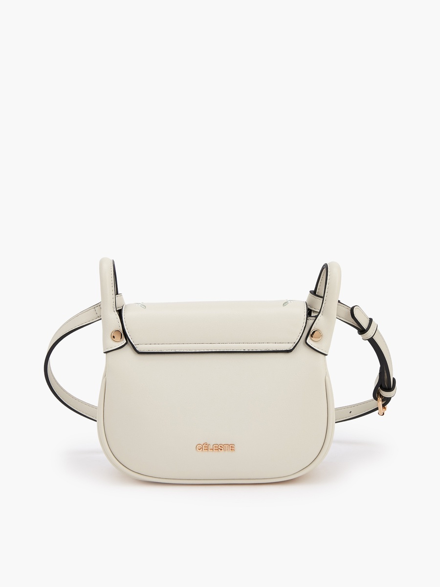 Embroidered Flap Crossbody Bag with Button Closure