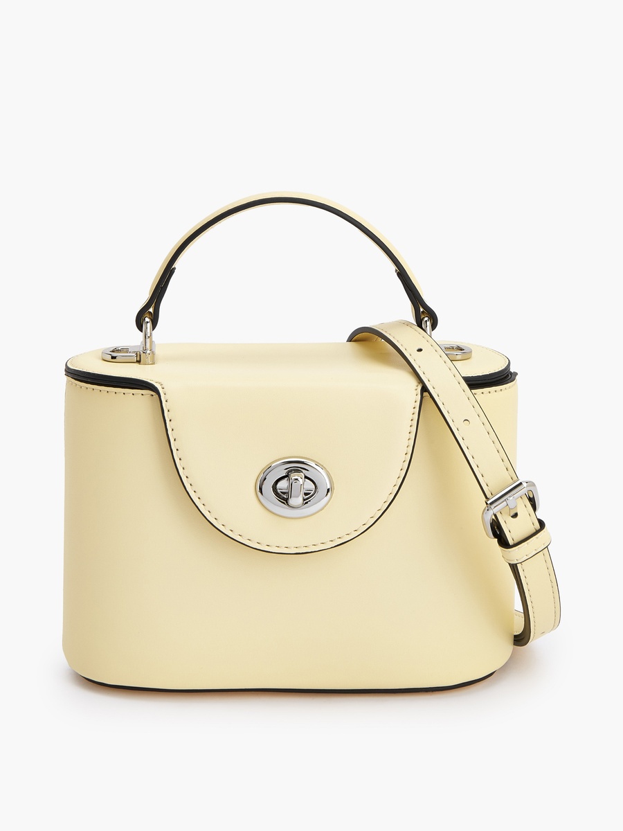 Solid Crossbody Bag with Twist Lock Closure