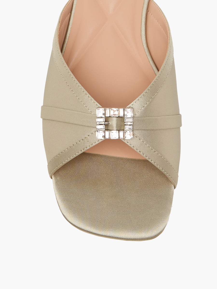 Women Embellished Satin Slip-On Sandals