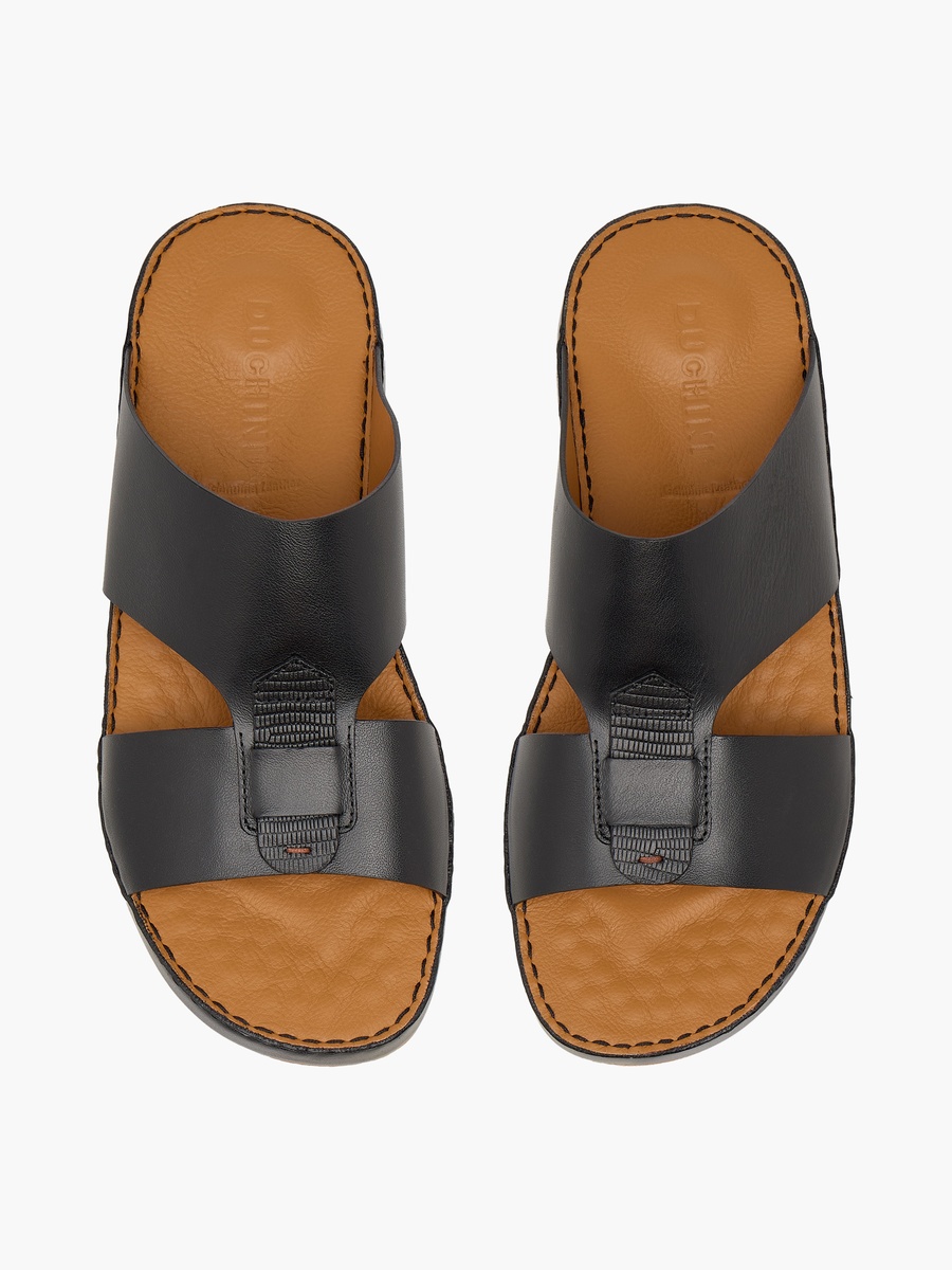 Men Panelled Leather Arabic Sandals