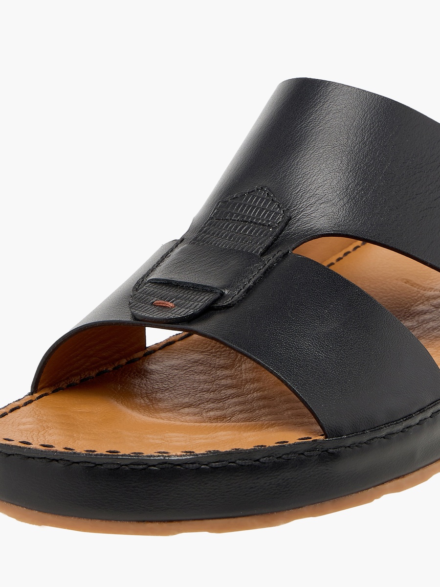 Men Panelled Leather Arabic Sandals
