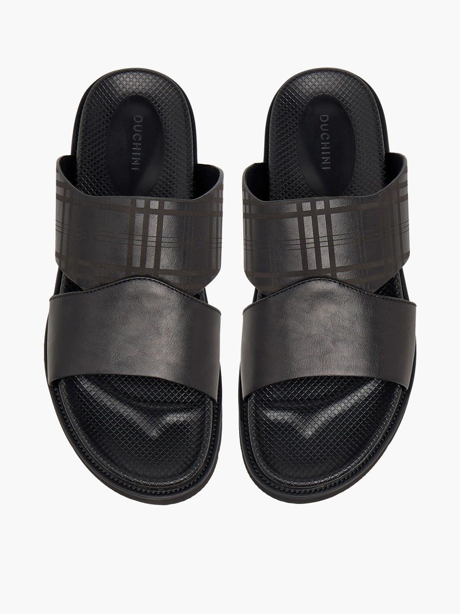 Men Checked Slip-On Comfort Sandals