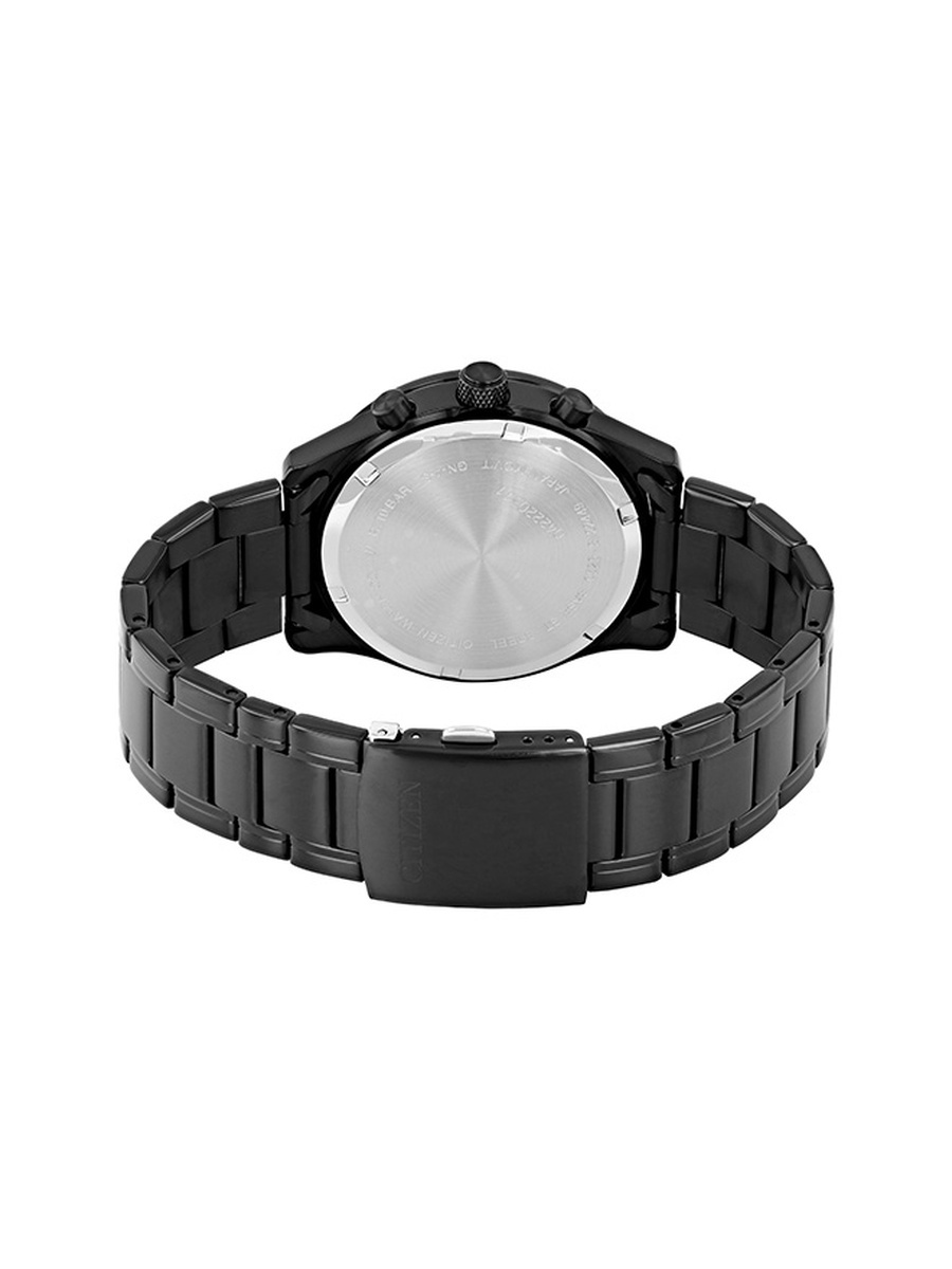 Chronograph Men Quartz Movement Watch, Analog Display and Stainless Steel Black Ion Plating Strap - AN8195-58E