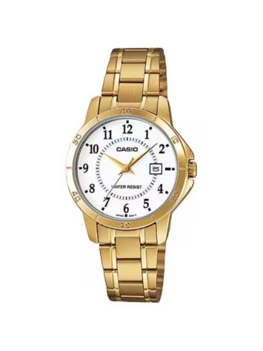 Women Analog Display Quartz Movement Watch with Stainless Steel Strap - LTP-V004G-7BUDF, Gold