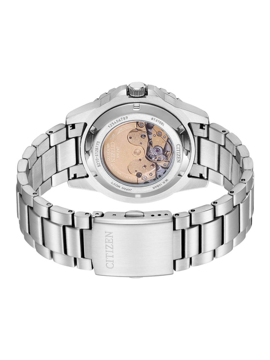 Mechanical Men Automatic Movement Watch, Automatic Display and Stainless Steel Strap - NJ0170-83X, Silver