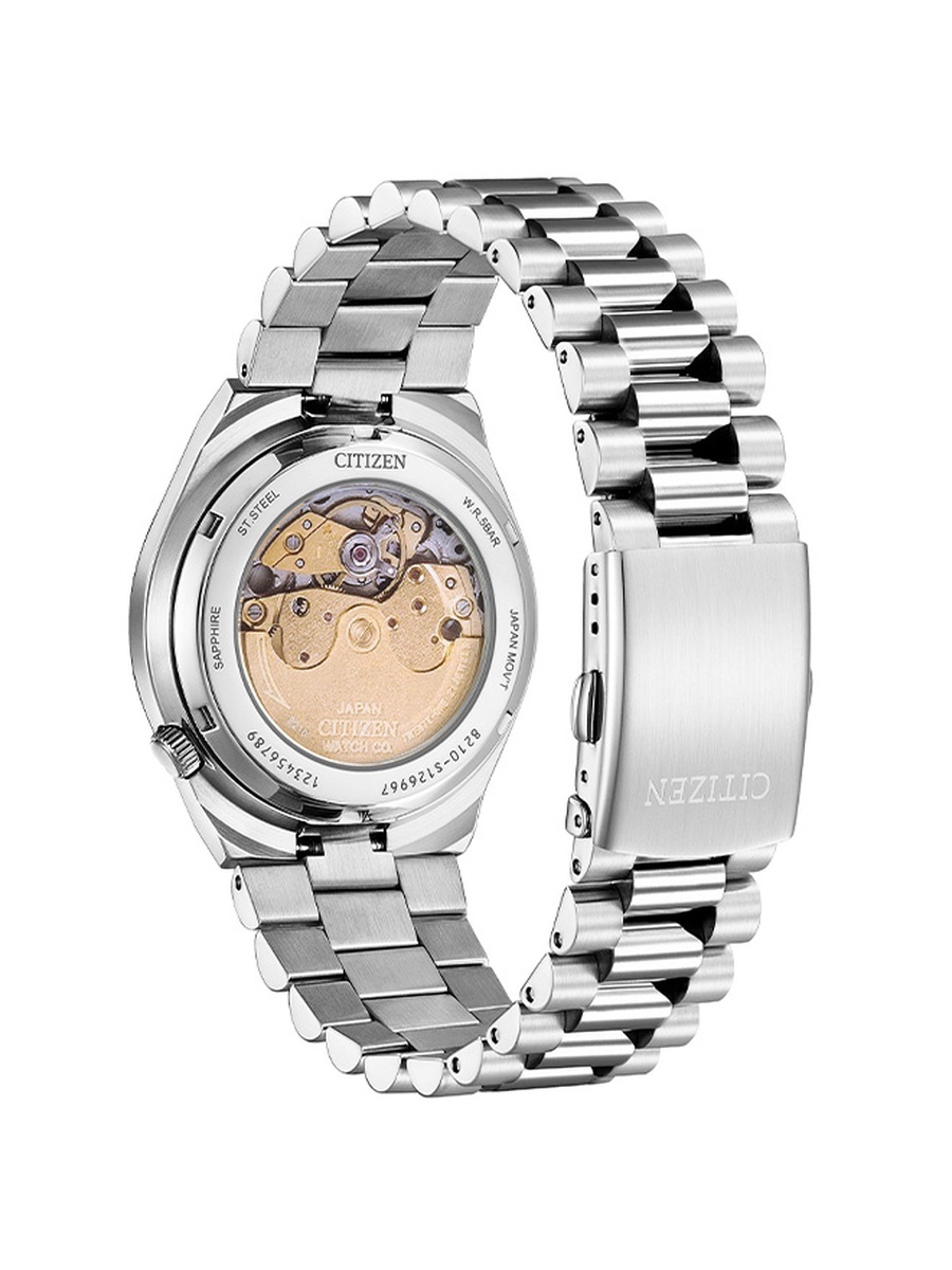 Mechanical Men Automatic Movement Watch, Automatic Display and Stainless Steel Strap - NJ0151-88M, Silver