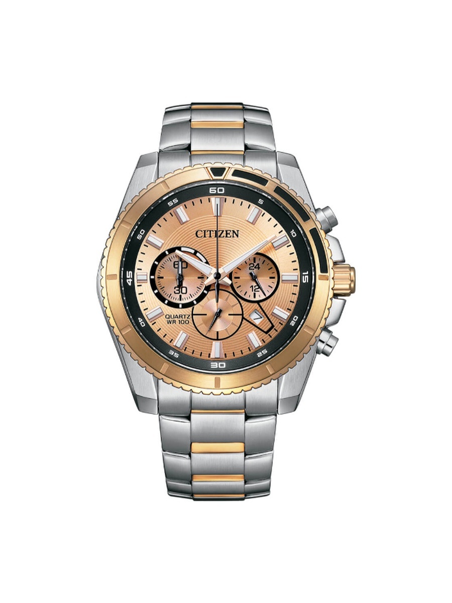 Chronograph Men Quartz Movement Watch, Analog Display and Stainless Steel Strap - AN8204-59X, Two Tone