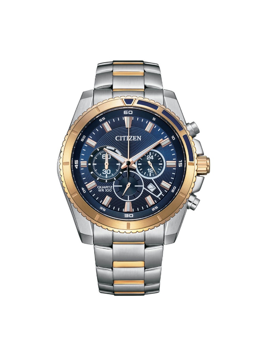 Chronograph Men Quartz Movement Watch, Analog Display and Stainless Steel Strap - AN8206-53L, Two Tone