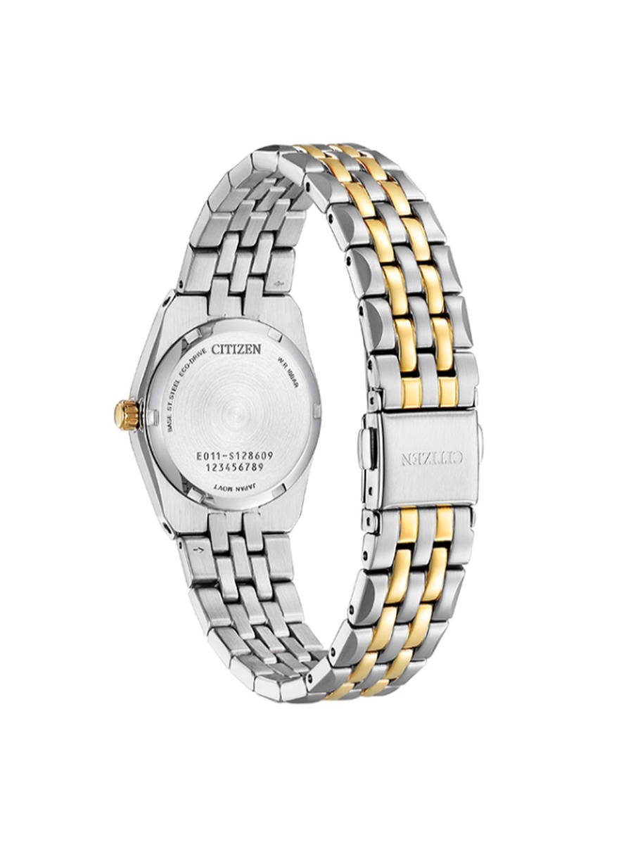 Women Eco-Drive Light Powered Movement Watch, Analog Display and Stainless Steel with Two Tone Strap - EW2299-50A