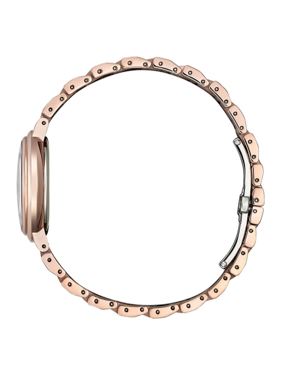 L Women Eco-Drive Light Powered Movement Watch, Analog Display and Stainless Steel Sakura Pink Plating Strap - EM0912-84Y, Rose Gold