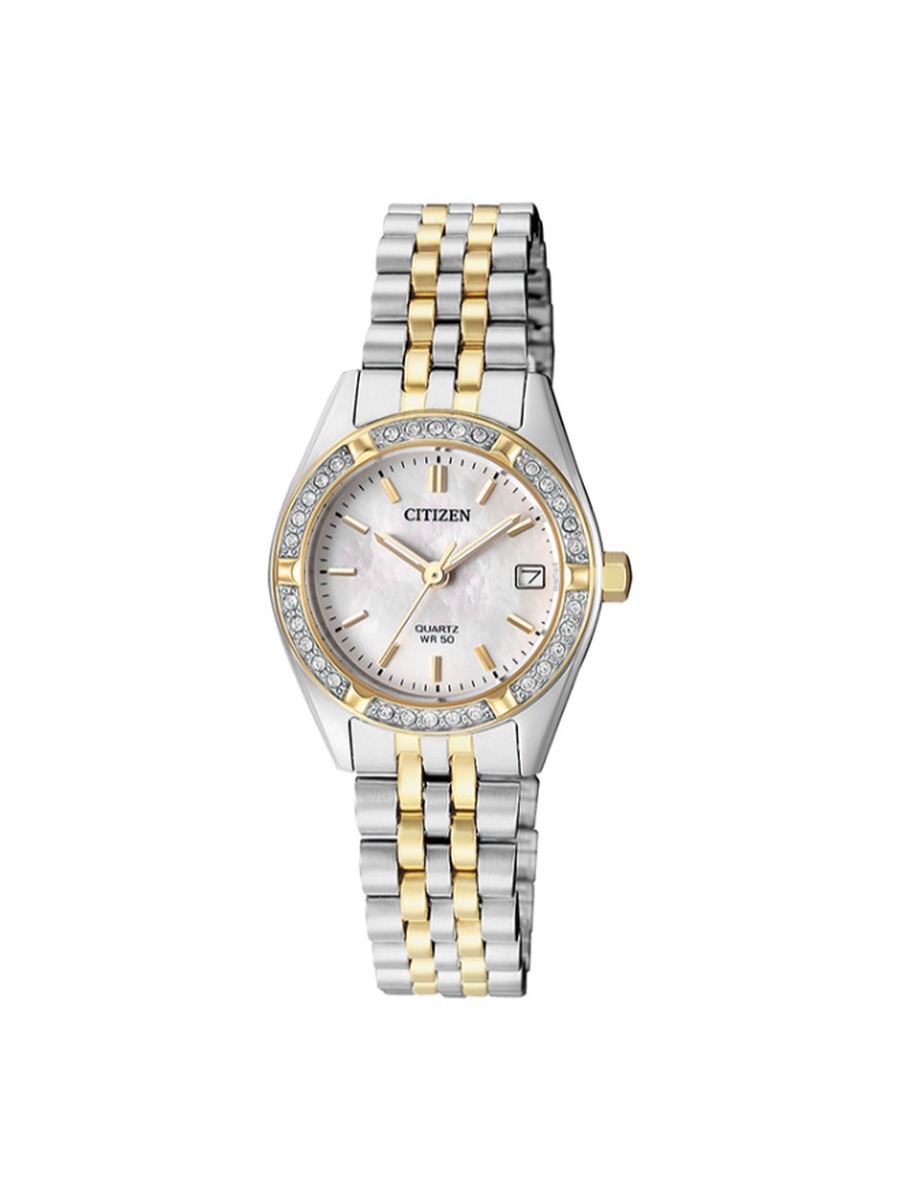 Women Analog Display Quartz Movement Watch with Stainless Steel Strap - EU6064-54D, Two Tone