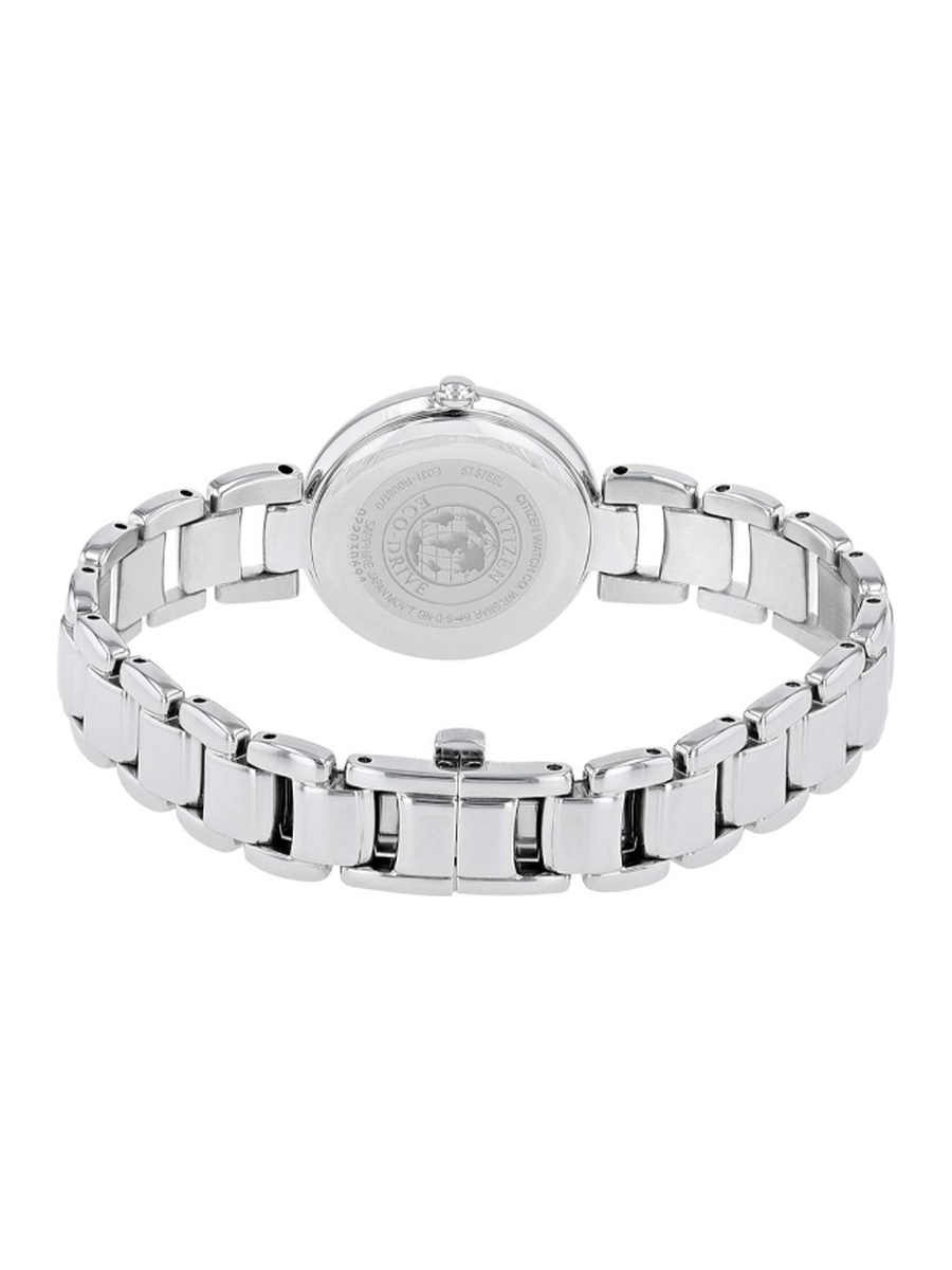 L Women Eco-Drive Light Powered Movement Watch, Analog Display and Stainless Steel Strap - EM0530-81D, Silver
